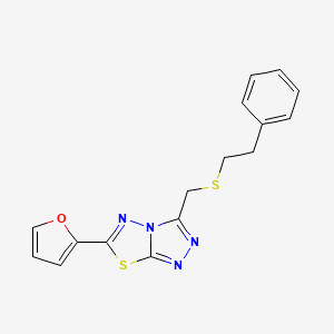 molecular formula C16H14N4OS2 B13371162 6-(2-Furyl)-3-{[(2-phenylethyl)sulfanyl]methyl}[1,2,4]triazolo[3,4-b][1,3,4]thiadiazole 