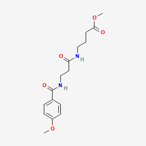 molecular formula C16H22N2O5 B13371171 Methyl 4-({3-[(4-methoxybenzoyl)amino]propanoyl}amino)butanoate 