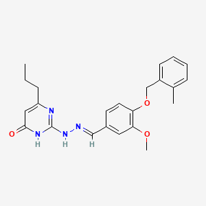 molecular formula C23H26N4O3 B13371183 3-Methoxy-4-[(2-methylbenzyl)oxy]benzaldehyde (6-oxo-4-propyl-1,6-dihydro-2-pyrimidinyl)hydrazone 