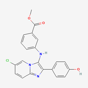 molecular formula C21H16ClN3O3 B13371206 Methyl 3-{[6-chloro-2-(4-hydroxyphenyl)imidazo[1,2-a]pyridin-3-yl]amino}benzoate 