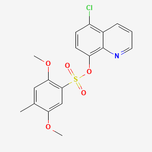 molecular formula C18H16ClNO5S B13371207 5-Chloro-8-quinolinyl 2,5-dimethoxy-4-methylbenzenesulfonate 