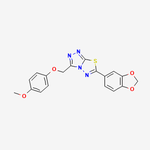 molecular formula C18H14N4O4S B13371210 6-(1,3-Benzodioxol-5-yl)-3-[(4-methoxyphenoxy)methyl][1,2,4]triazolo[3,4-b][1,3,4]thiadiazole 