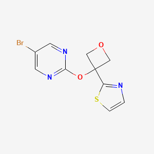 molecular formula C10H8BrN3O2S B13371223 5-Bromo-2-{[3-(1,3-thiazol-2-yl)-3-oxetanyl]oxy}pyrimidine 