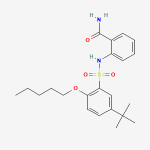 molecular formula C22H30N2O4S B13371350 2-({[5-Tert-butyl-2-(pentyloxy)phenyl]sulfonyl}amino)benzamide 
