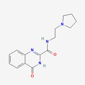 molecular formula C15H18N4O2 B13371426 4-oxo-N-[2-(1-pyrrolidinyl)ethyl]-3,4-dihydro-2-quinazolinecarboxamide 