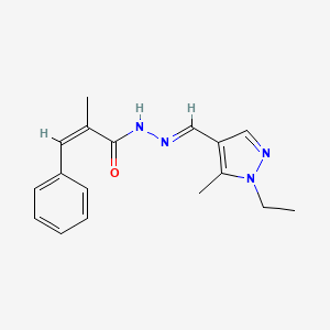 molecular formula C17H20N4O B13371481 N'-[(1-ethyl-5-methyl-1H-pyrazol-4-yl)methylene]-2-methyl-3-phenylacrylohydrazide 