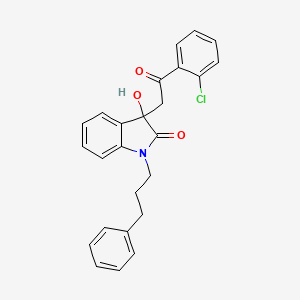 molecular formula C25H22ClNO3 B13371516 3-[2-(2-chlorophenyl)-2-oxoethyl]-3-hydroxy-1-(3-phenylpropyl)-1,3-dihydro-2H-indol-2-one 
