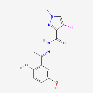 molecular formula C13H13IN4O3 B13371520 N'-[1-(2,5-dihydroxyphenyl)ethylidene]-4-iodo-1-methyl-1H-pyrazole-3-carbohydrazide 