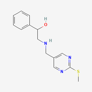 molecular formula C14H17N3OS B13371537 2-({[2-(Methylsulfanyl)-5-pyrimidinyl]methyl}amino)-1-phenylethanol 