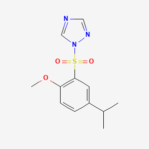 molecular formula C12H15N3O3S B13371557 1-[(5-isopropyl-2-methoxyphenyl)sulfonyl]-1H-1,2,4-triazole 