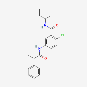 molecular formula C20H23ClN2O2 B13371621 N-(sec-butyl)-2-chloro-5-[(2-phenylpropanoyl)amino]benzamide 