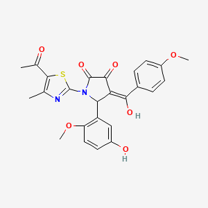 molecular formula C25H22N2O7S B13371625 1-(5-acetyl-4-methyl-1,3-thiazol-2-yl)-3-hydroxy-5-(5-hydroxy-2-methoxyphenyl)-4-(4-methoxybenzoyl)-1,5-dihydro-2H-pyrrol-2-one 