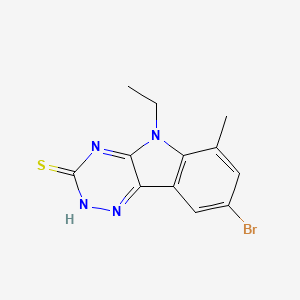 molecular formula C12H11BrN4S B13371642 8-bromo-5-ethyl-6-methyl-5H-[1,2,4]triazino[5,6-b]indole-3-thiol 