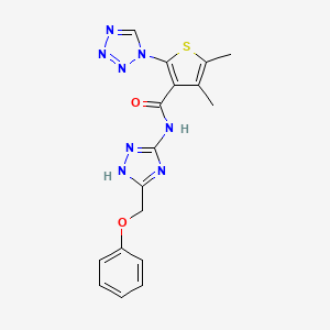 molecular formula C17H16N8O2S B13371703 4,5-dimethyl-N-[3-(phenoxymethyl)-1H-1,2,4-triazol-5-yl]-2-(1H-tetrazol-1-yl)thiophene-3-carboxamide 