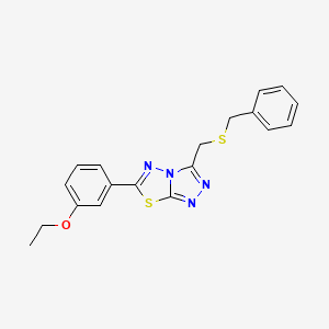molecular formula C19H18N4OS2 B13371713 3-[(Benzylsulfanyl)methyl]-6-(3-ethoxyphenyl)[1,2,4]triazolo[3,4-b][1,3,4]thiadiazole 