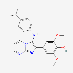 molecular formula C23H24N4O3 B13371718 4-[3-(4-Isopropylanilino)imidazo[1,2-a]pyrimidin-2-yl]-2,6-dimethoxyphenol 
