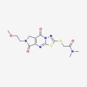 molecular formula C14H17N5O4S2 B13371751 2-{[6-(2-methoxyethyl)-5,8-dioxo-5,6,7,8-tetrahydropyrrolo[3,4-d][1,3,4]thiadiazolo[3,2-a]pyrimidin-2-yl]sulfanyl}-N,N-dimethylacetamide 