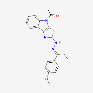 molecular formula C21H20N4O2S B13371760 1-(4-methoxyphenyl)-1-propanone (4-acetyl-4H-[1,3]thiazolo[5,4-b]indol-2-yl)hydrazone 