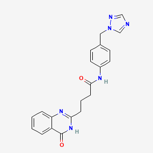 molecular formula C21H20N6O2 B13371787 4-(4-hydroxyquinazolin-2-yl)-N-[4-(1H-1,2,4-triazol-1-ylmethyl)phenyl]butanamide 