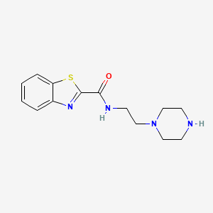 molecular formula C14H18N4OS B13371821 N-[2-(1-piperazinyl)ethyl]-1,3-benzothiazole-2-carboxamide 
