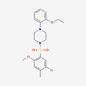 molecular formula C20H25BrN2O4S B13371843 1-[(5-Bromo-2-methoxy-4-methylphenyl)sulfonyl]-4-(2-ethoxyphenyl)piperazine 