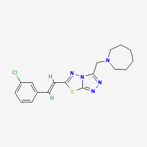 molecular formula C18H20ClN5S B13371913 3-(1-Azepanylmethyl)-6-[2-(3-chlorophenyl)vinyl][1,2,4]triazolo[3,4-b][1,3,4]thiadiazole 
