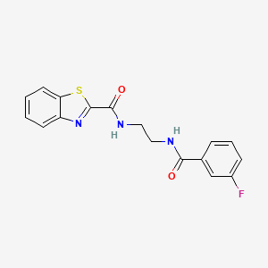 molecular formula C17H14FN3O2S B13371992 N-{2-[(3-fluorobenzoyl)amino]ethyl}-1,3-benzothiazole-2-carboxamide 