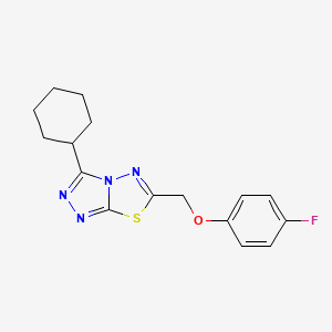 molecular formula C16H17FN4OS B13372030 3-Cyclohexyl-6-[(4-fluorophenoxy)methyl][1,2,4]triazolo[3,4-b][1,3,4]thiadiazole 