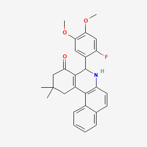 molecular formula C27H26FNO3 B13372071 5-(2-fluoro-4,5-dimethoxyphenyl)-2,2-dimethyl-2,3,5,6-tetrahydrobenzo[a]phenanthridin-4(1H)-one 