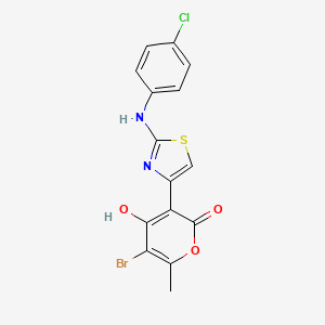molecular formula C15H10BrClN2O3S B13372072 5-bromo-3-[2-(4-chloroanilino)-1,3-thiazol-4-yl]-4-hydroxy-6-methyl-2H-pyran-2-one 