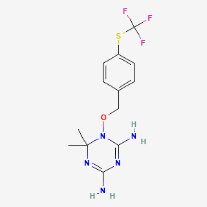 molecular formula C13H16F3N5OS B13372095 6,6-Dimethyl-1-({4-[(trifluoromethyl)sulfanyl]benzyl}oxy)-1,6-dihydro-1,3,5-triazine-2,4-diamine 