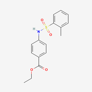 molecular formula C16H17NO4S B13372121 Ethyl 4-{[(2-methylphenyl)sulfonyl]amino}benzoate 