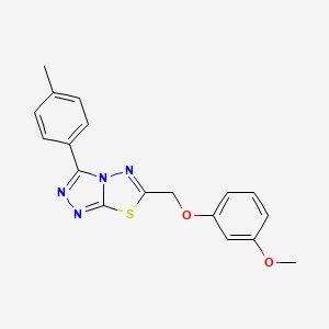 molecular formula C18H16N4O2S B13372320 6-[(3-Methoxyphenoxy)methyl]-3-(4-methylphenyl)[1,2,4]triazolo[3,4-b][1,3,4]thiadiazole 