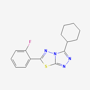 molecular formula C15H15FN4S B13372328 3-Cyclohexyl-6-(2-fluorophenyl)[1,2,4]triazolo[3,4-b][1,3,4]thiadiazole 