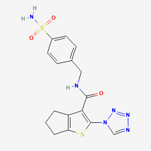 molecular formula C16H16N6O3S2 B13372339 N-(4-sulfamoylbenzyl)-2-(1H-tetrazol-1-yl)-5,6-dihydro-4H-cyclopenta[b]thiophene-3-carboxamide 