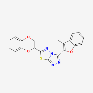 molecular formula C20H14N4O3S B13372358 6-(2,3-Dihydro-1,4-benzodioxin-2-yl)-3-(3-methyl-1-benzofuran-2-yl)[1,2,4]triazolo[3,4-b][1,3,4]thiadiazole 