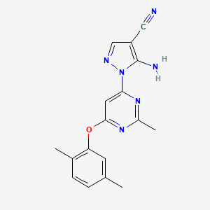 molecular formula C17H16N6O B13372370 5-amino-1-[6-(2,5-dimethylphenoxy)-2-methyl-4-pyrimidinyl]-1H-pyrazole-4-carbonitrile 