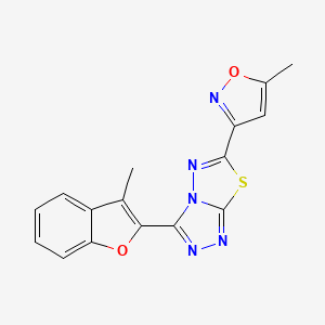 molecular formula C16H11N5O2S B13372382 3-(3-Methyl-1-benzofuran-2-yl)-6-(5-methyl-1,2-oxazol-3-yl)[1,2,4]triazolo[3,4-b][1,3,4]thiadiazole 