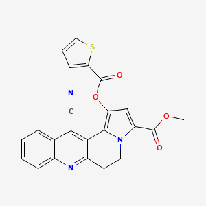 molecular formula C23H15N3O4S B13372397 Methyl 12-cyano-1-[(2-thienylcarbonyl)oxy]-5,6-dihydrobenzo[b]pyrrolo[2,1-f][1,6]naphthyridine-3-carboxylate 