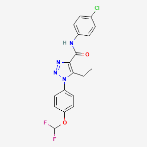 molecular formula C18H15ClF2N4O2 B13372412 N-(4-chlorophenyl)-1-[4-(difluoromethoxy)phenyl]-5-ethyl-1H-1,2,3-triazole-4-carboxamide 