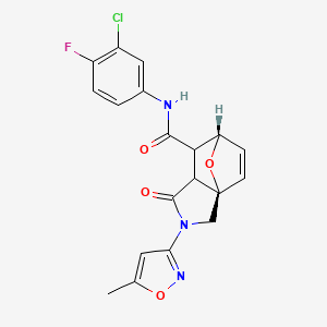 molecular formula C19H15ClFN3O4 B13372439 N-(3-chloro-4-fluorophenyl)-2-(5-methyl-3-isoxazolyl)-3-oxo-1,2,4,5-tetrahydro-5,7a-epoxyisoindole-4-carboxamide 