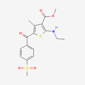 molecular formula C17H19NO5S2 B13372454 Methyl 2-(ethylamino)-4-methyl-5-[4-(methylsulfonyl)benzoyl]-3-thiophenecarboxylate 