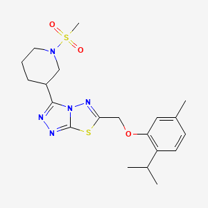 molecular formula C20H27N5O3S2 B13372510 6-[(2-Isopropyl-5-methylphenoxy)methyl]-3-[1-(methylsulfonyl)-3-piperidinyl][1,2,4]triazolo[3,4-b][1,3,4]thiadiazole 