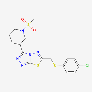 molecular formula C16H18ClN5O2S3 B13372529 4-Chlorophenyl {3-[1-(methylsulfonyl)-3-piperidinyl][1,2,4]triazolo[3,4-b][1,3,4]thiadiazol-6-yl}methyl sulfide 