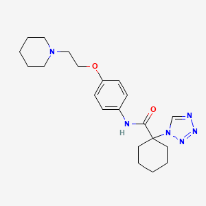 molecular formula C21H30N6O2 B13372536 N-{4-[2-(1-piperidinyl)ethoxy]phenyl}-1-(1H-tetraazol-1-yl)cyclohexanecarboxamide 