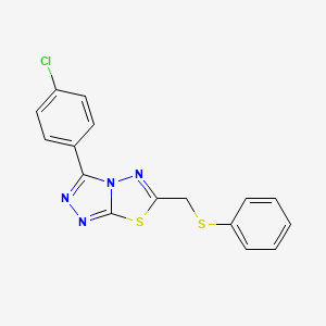 molecular formula C16H11ClN4S2 B13372565 [3-(4-Chlorophenyl)[1,2,4]triazolo[3,4-b][1,3,4]thiadiazol-6-yl]methyl phenyl sulfide 