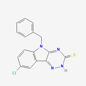 molecular formula C16H11ClN4S B13372566 5-benzyl-8-chloro-5H-[1,2,4]triazino[5,6-b]indol-3-yl hydrosulfide 