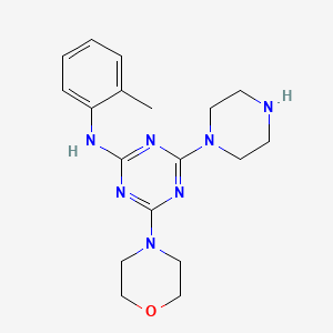 molecular formula C18H25N7O B13372568 N-(2-methylphenyl)-N-[4-(4-morpholinyl)-6-(1-piperazinyl)-1,3,5-triazin-2-yl]amine 