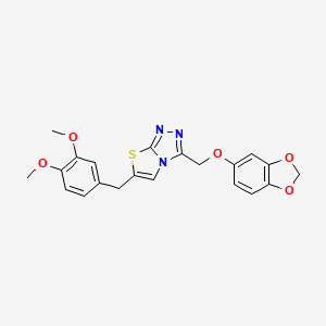 molecular formula C21H19N3O5S B13372618 3-[(1,3-Benzodioxol-5-yloxy)methyl]-6-(3,4-dimethoxybenzyl)[1,3]thiazolo[2,3-c][1,2,4]triazole 