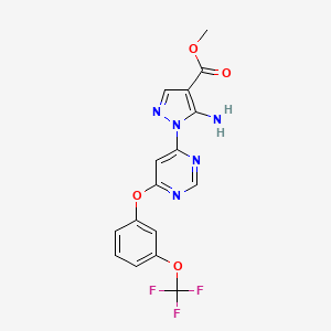 molecular formula C16H12F3N5O4 B13372624 methyl 5-amino-1-{6-[3-(trifluoromethoxy)phenoxy]-4-pyrimidinyl}-1H-pyrazole-4-carboxylate 